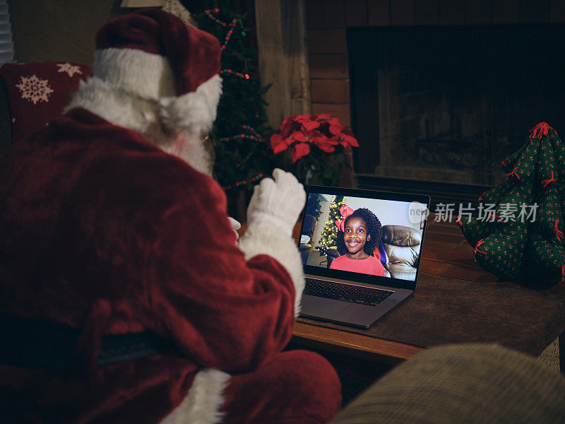 Santa Claus on a Video Conference Call